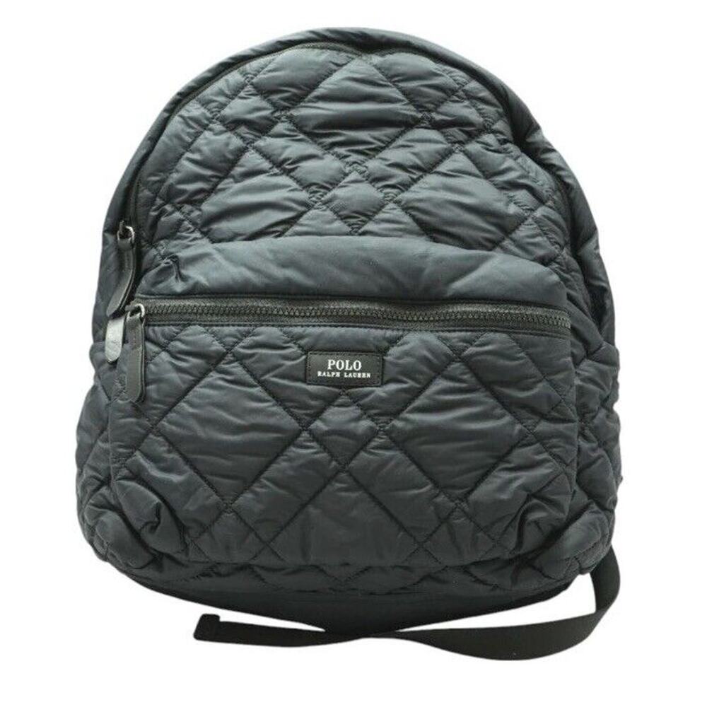 Polo Ralph Lauren Womens Black Quilted Puffer Zipper Logo Backpack